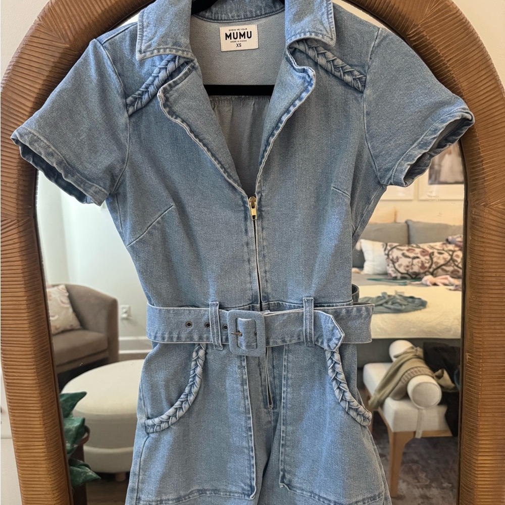 Show Me Your MuMu Light Blue Denim Romper